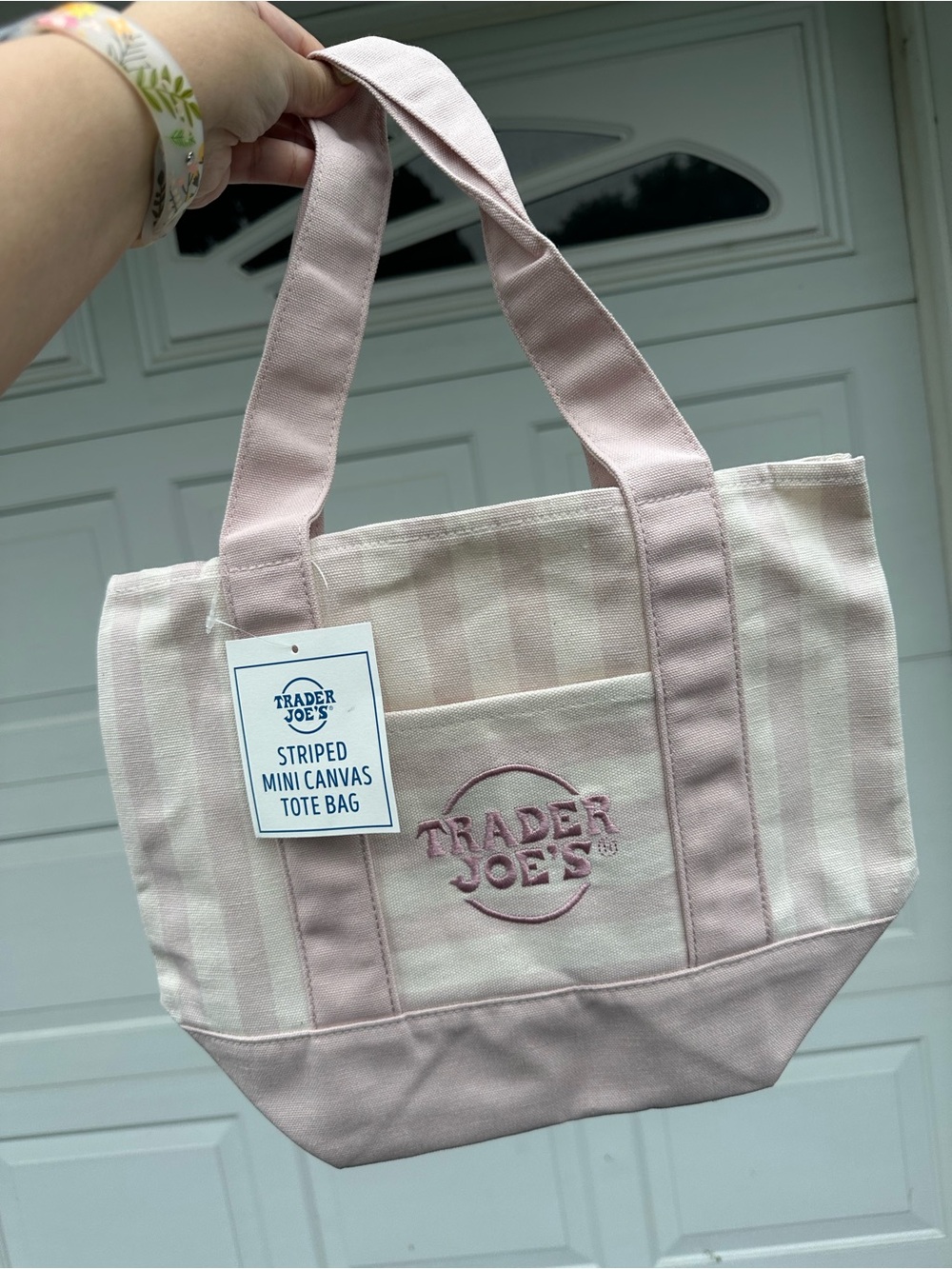 Trader Joe’s Striped Mini Canvas Tote Bag - Summer 2026 - Pink